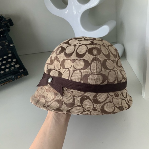 Vintage Y2K Early 2000’S COACH Monogram C Brown Bucket Hat Size M/L Women’s - Picture 15 of 16